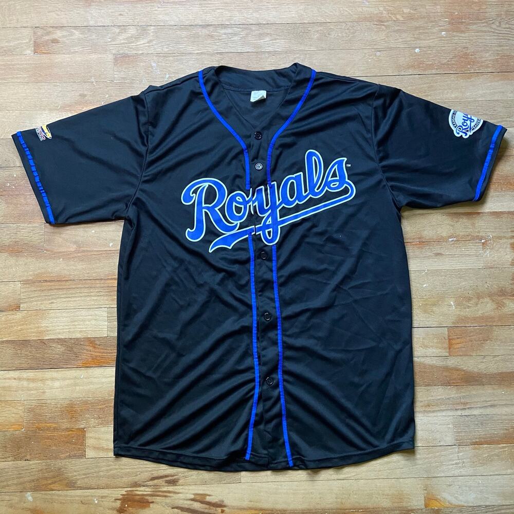 Vintage Kansas City Royals Black Buttons Short Sleeve Men’s Fan Jersey Size XL